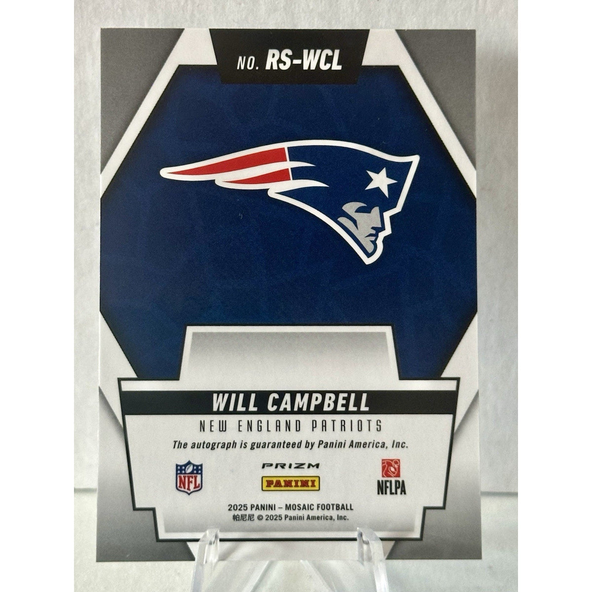 2025 Panini Mosaic - Rookie Scripts Will Campbell #RS-WCL Auto Rc Patriot