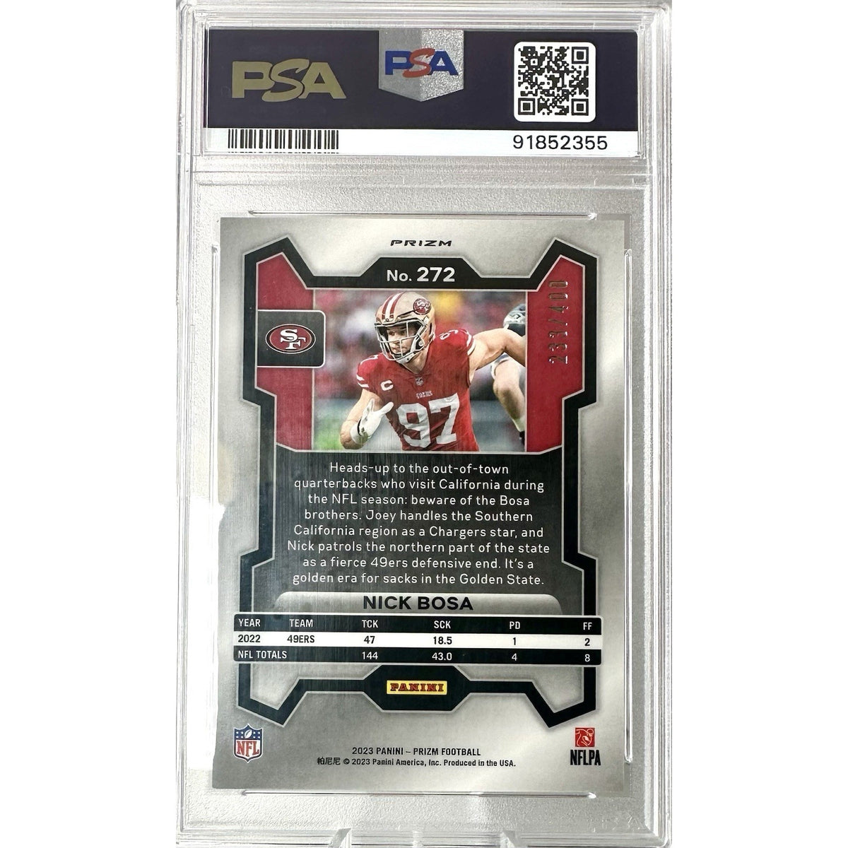 Nick Bosa 2023 Prizm #272 Pandora Prizm /400 PSA 9