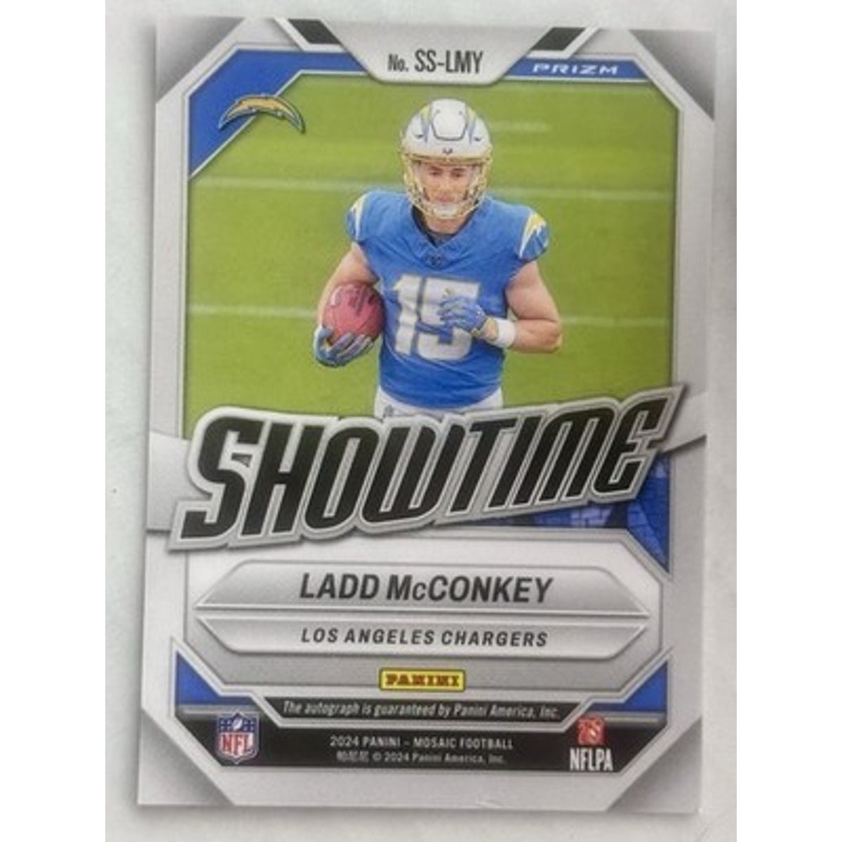 Panini 2024 Mosaic Ladd McConkey Chargers Showtime Signatures RC Auto SS-LMY