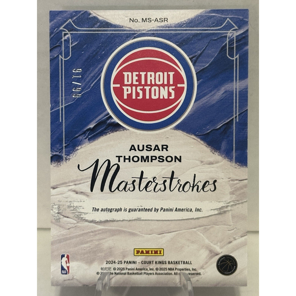 2024-25 Panini Court Kings Masterstrokes Auto Ausar Thompson MS-ASR /99