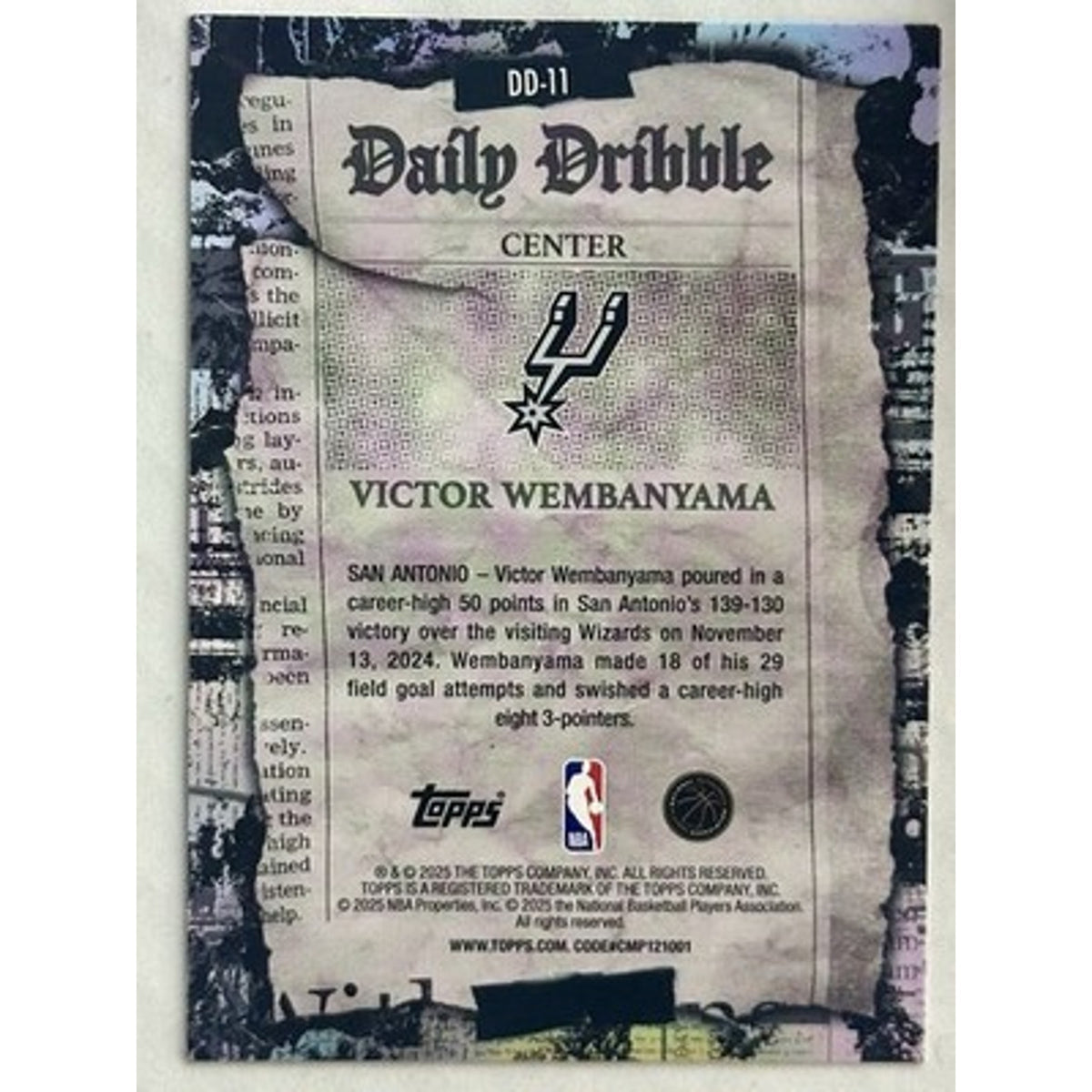 2025-26 Topps The Daily Dribble Victor Wembanyama #DD-11 Green Rainbow Foil /99