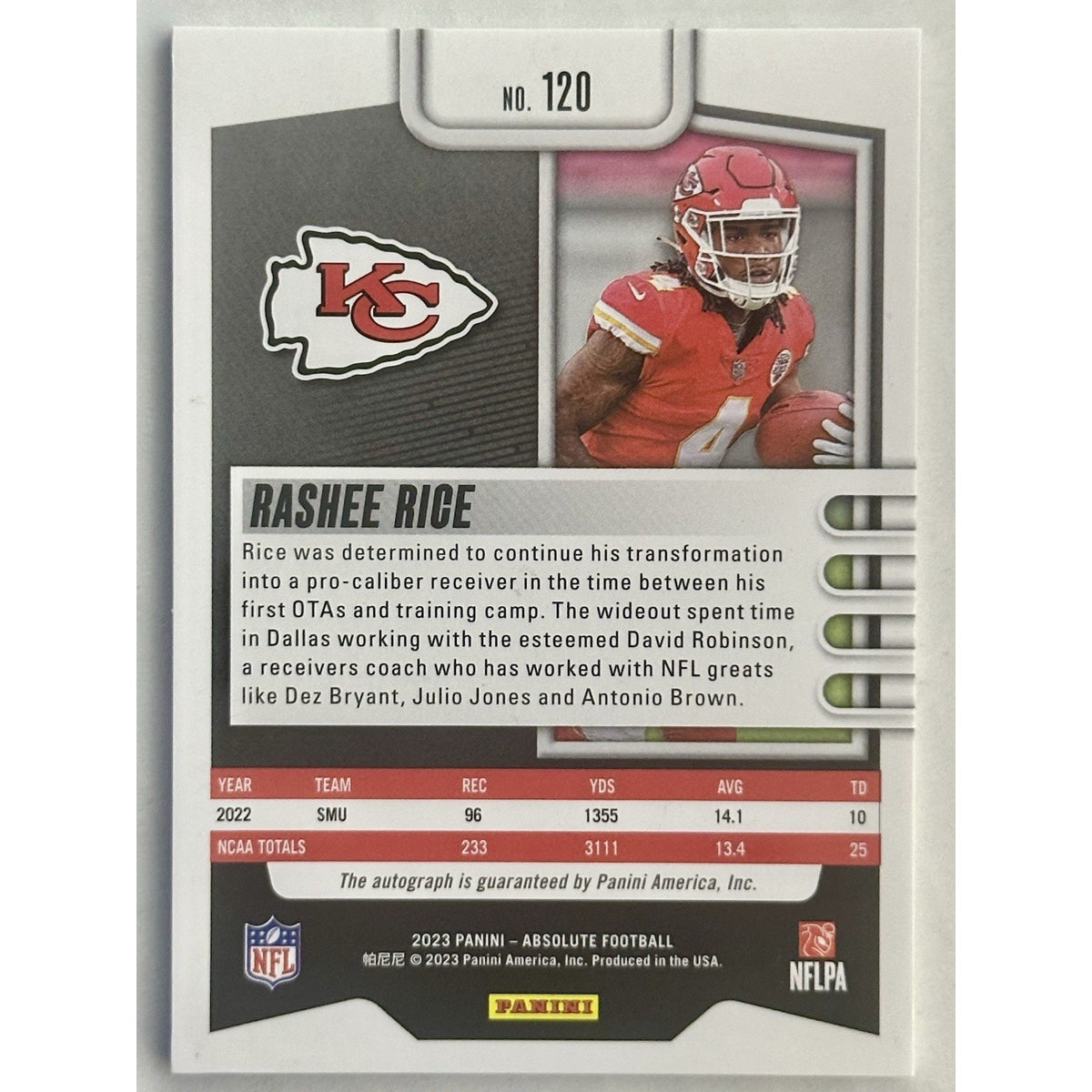 2023 Panini Absolute Rookie auto /50 Rashee Rice RC