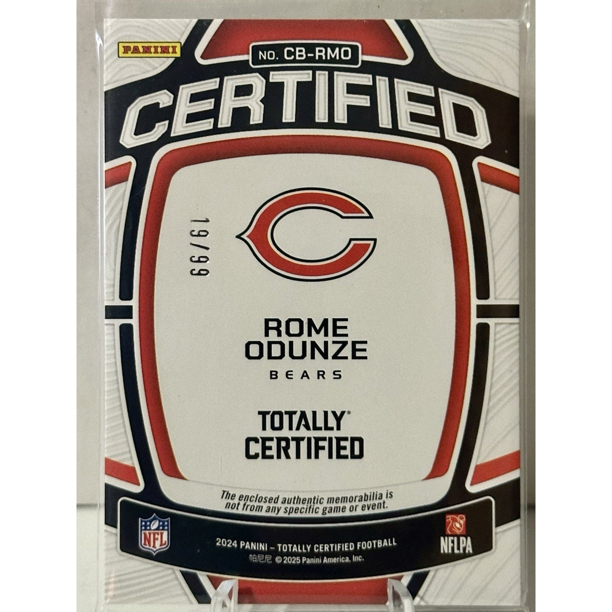 2024 Panini Totally Certified Baller Red Rome Odunze RC Numbered / 99 CB-RMO