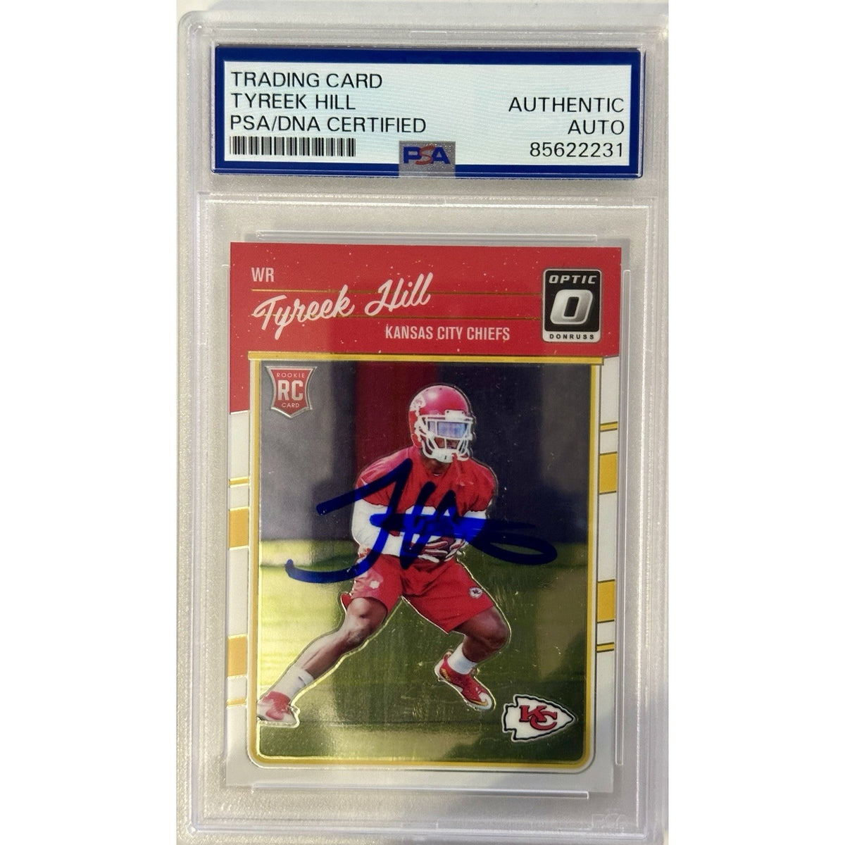 2016 Optic Tyreek Hill RC Rookie On Card Auto #117 PSA/DNA Authenticated