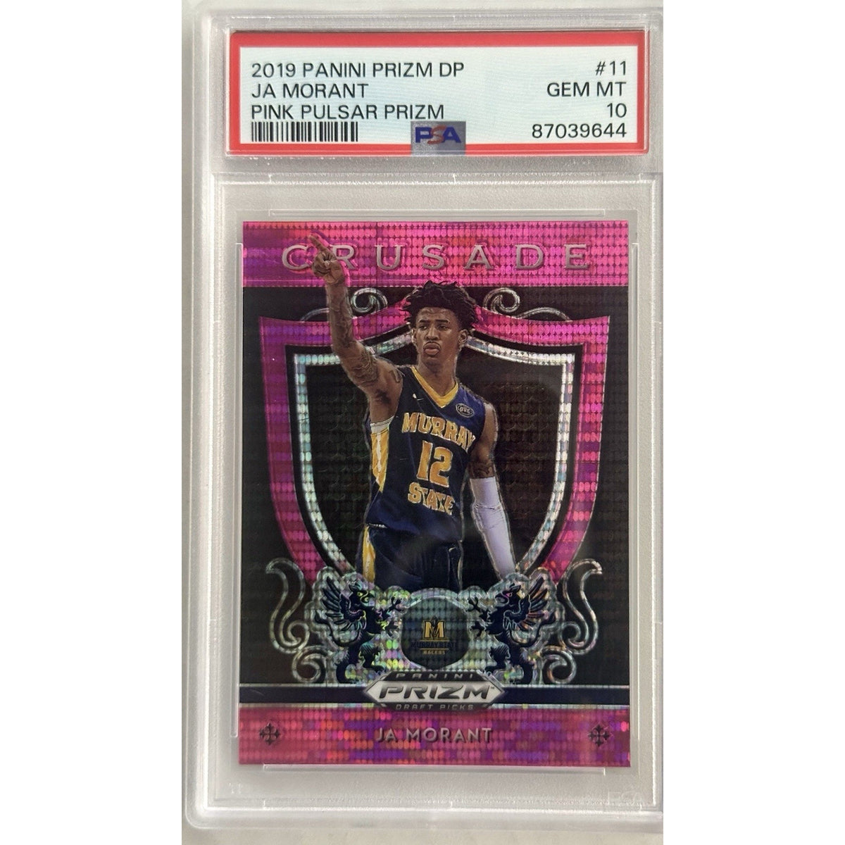 Ja Morant 2019 Panini Prizm Draft Crusade Rookie #11 Pink Pulsar PSA 10