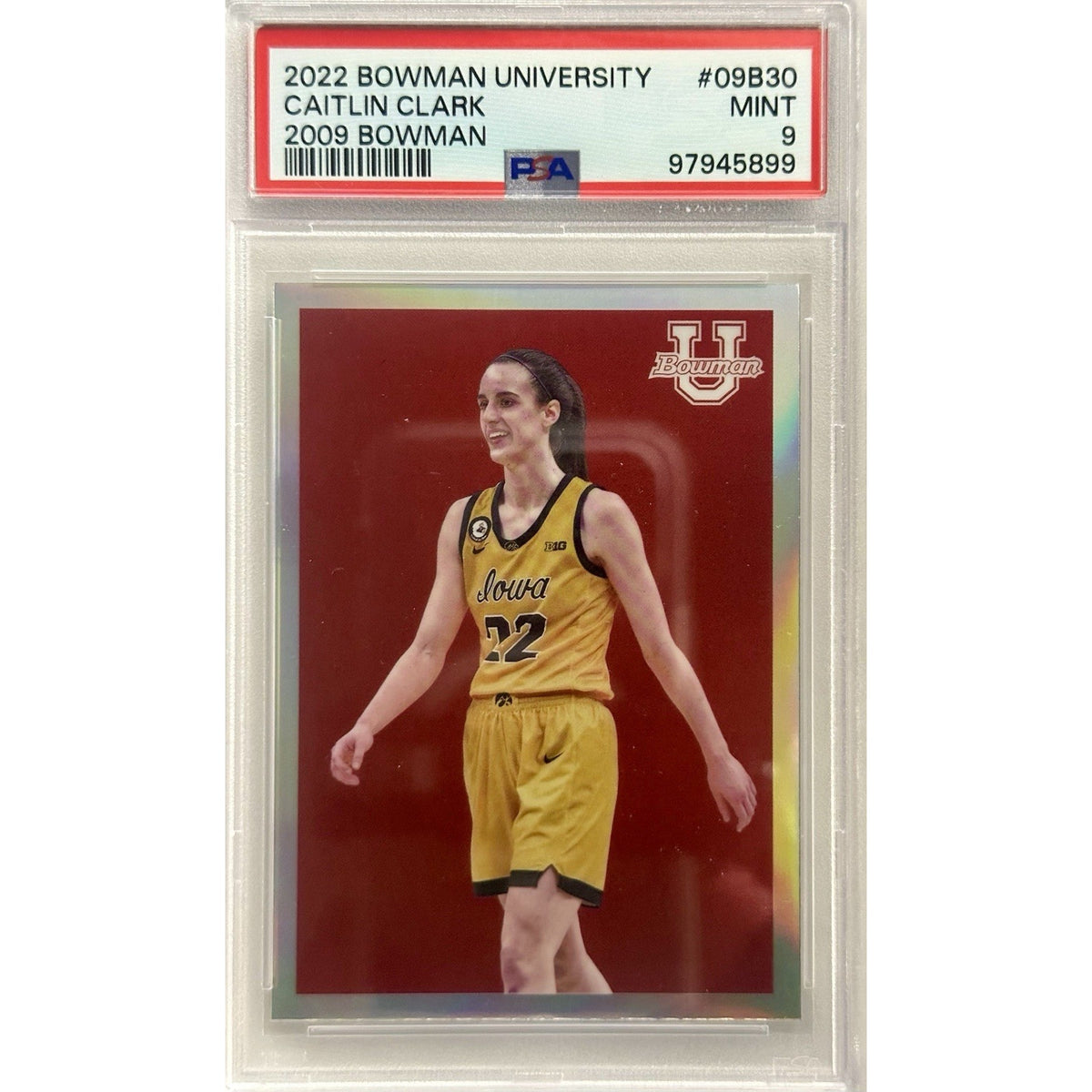 2022-2023 Bowman U Chrome Caitlin Clark 2009 Bowman 09B-30 PSA 9