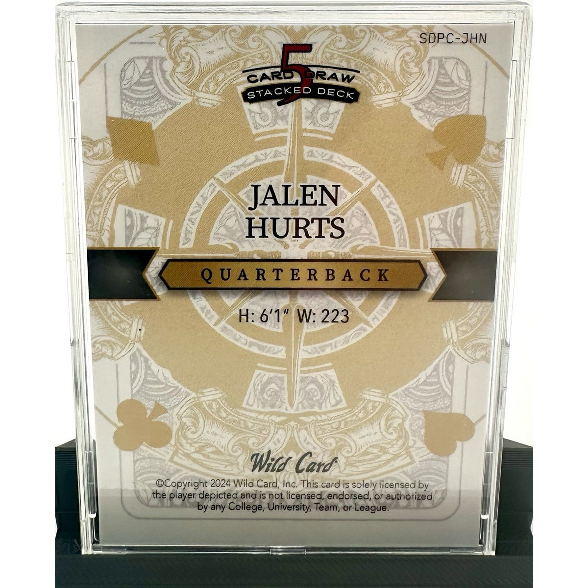 Jalen Hurts 2024 Wild Card 5 Card Draw Stacked Deck Black Mirror  1/1