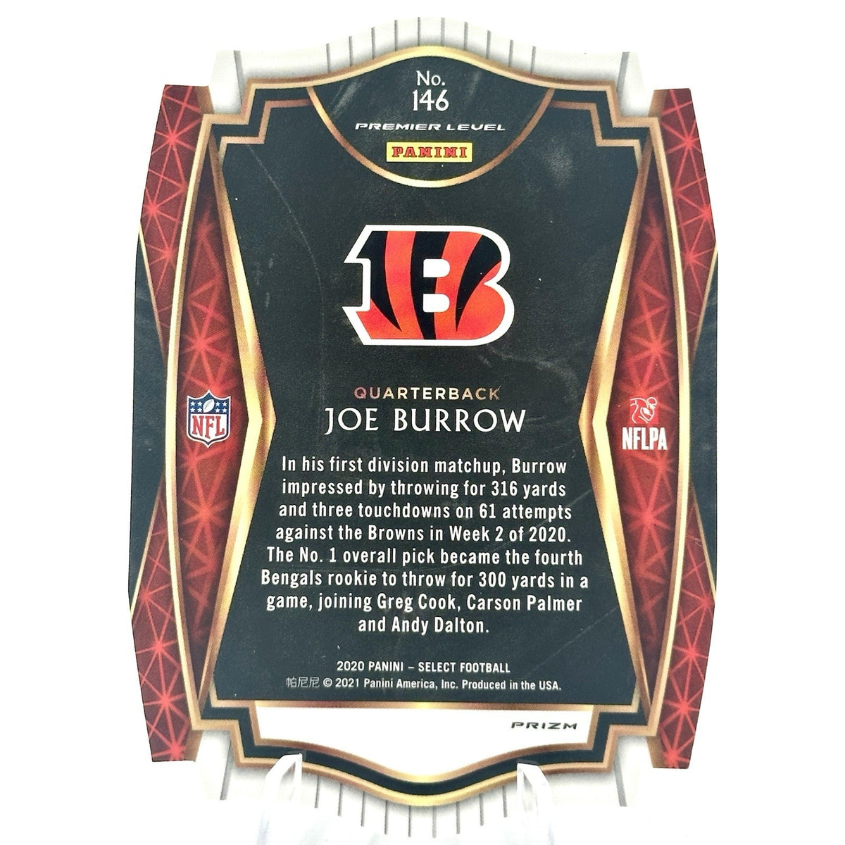 2020 Panini Select JOE BURROW Premier Level TRI COLOR PRIZM DIE-CUT RC RARE SP