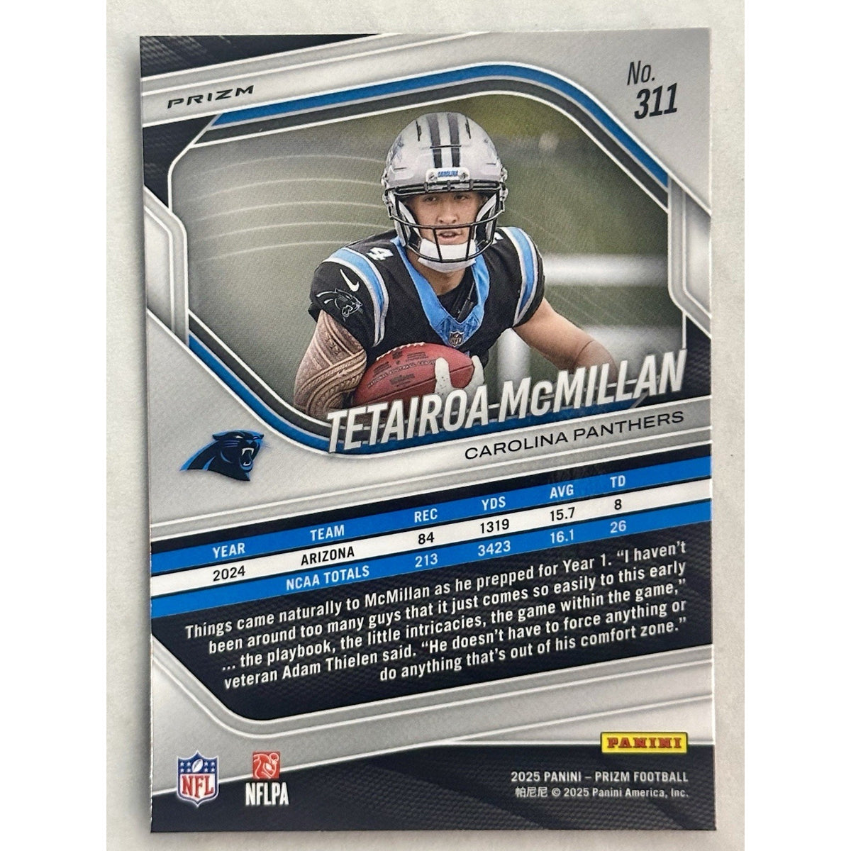 Tetairoa McMillan 2025 Panini Prizm Red and Black Checkerboard Rookie RC #311