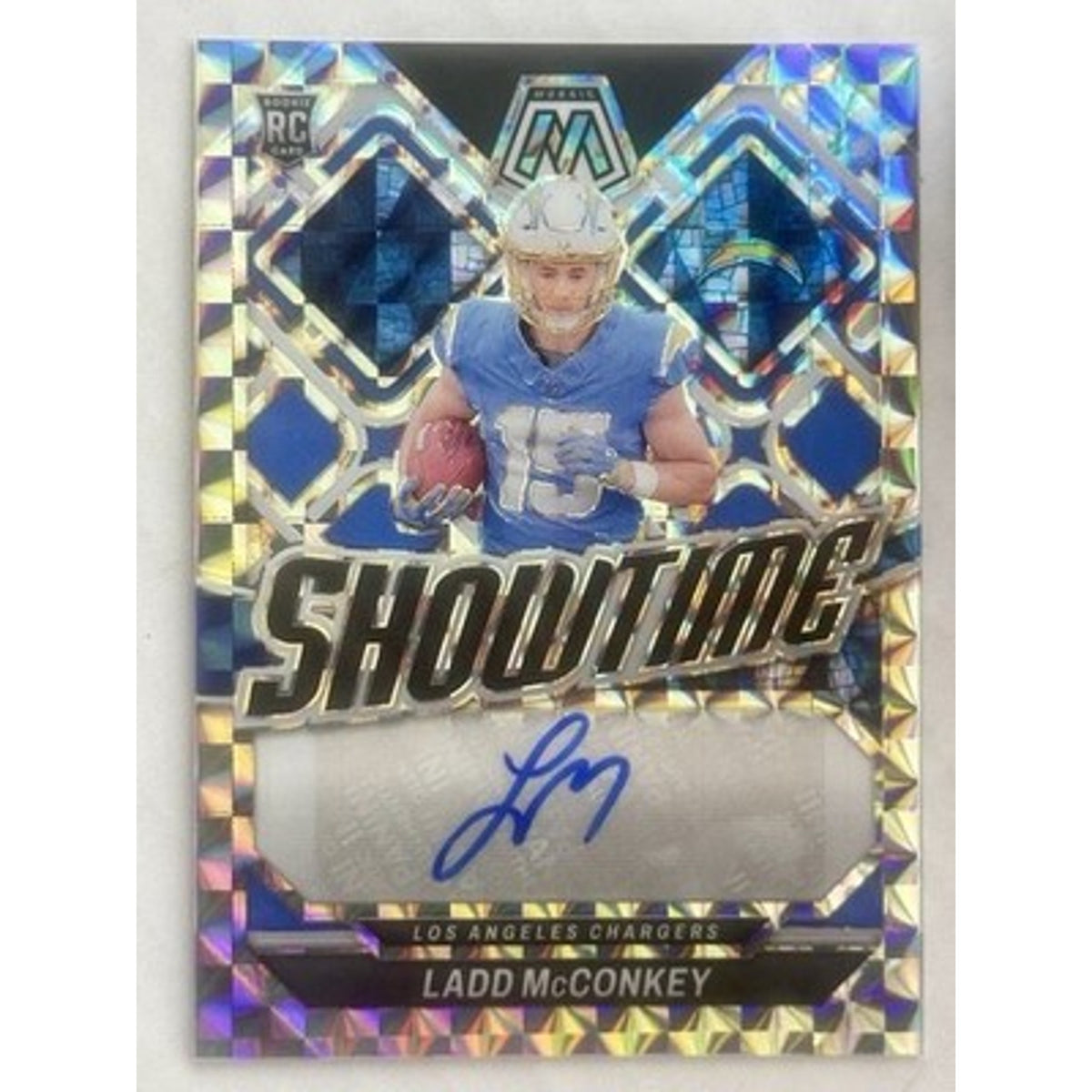 Panini 2024 Mosaic Ladd McConkey Chargers Showtime Signatures RC Auto SS-LMY