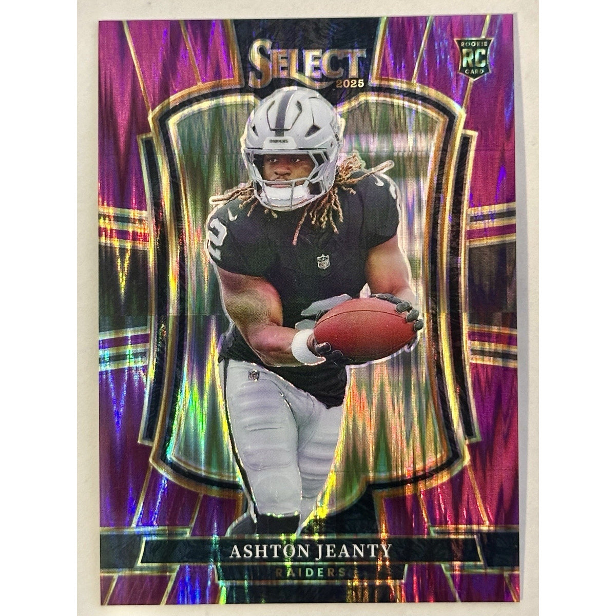 2025 Panini Select Ashton Jeanty #104 Premier Level Purple Prizm Shock /699 RC