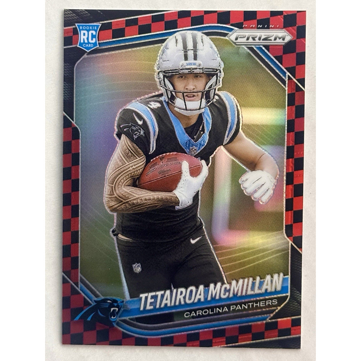 Tetairoa McMillan 2025 Panini Prizm Red and Black Checkerboard Rookie RC #311