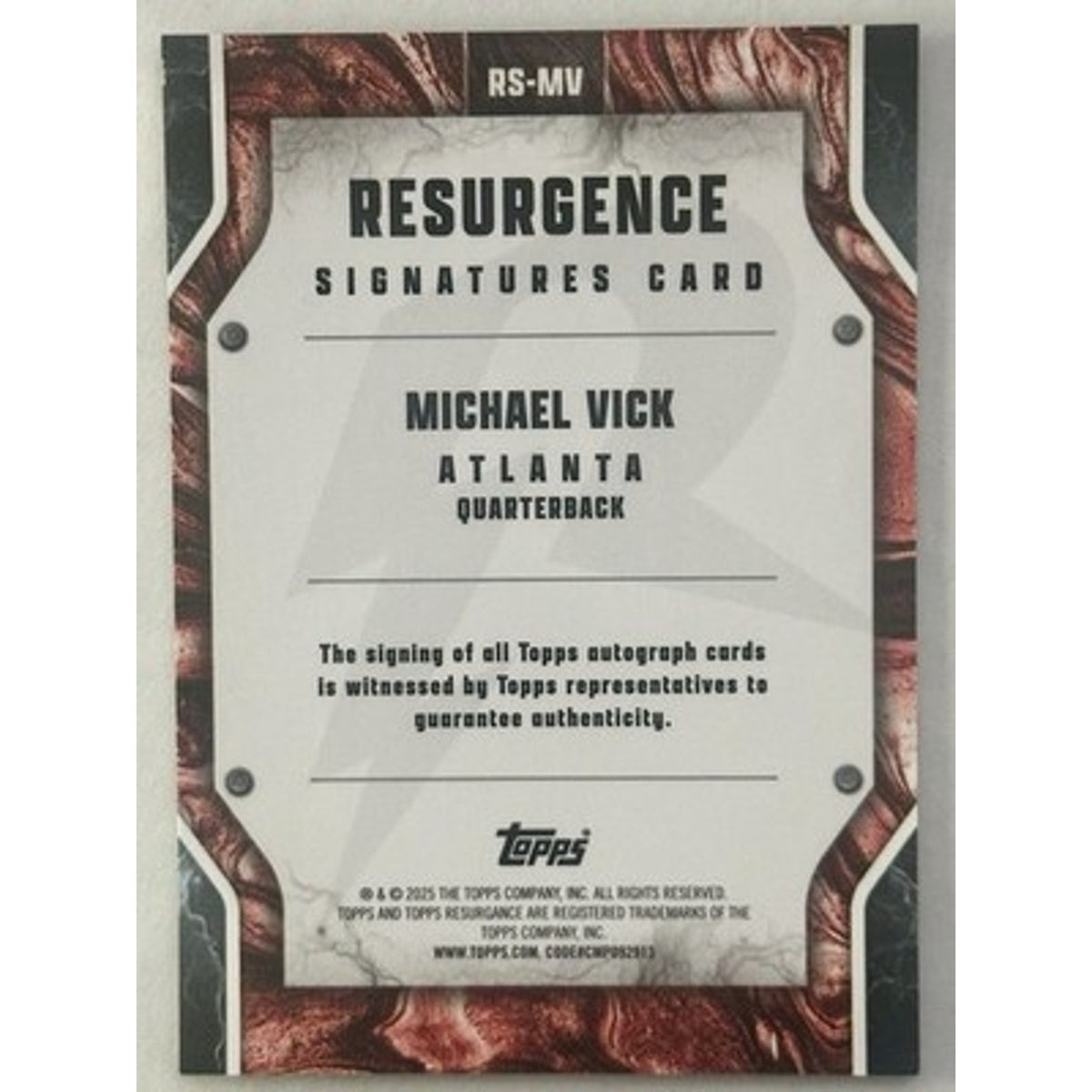 MICHAEL VICK 2024 Topps Resurgence Blue Power Surge Auto /99 Falcons