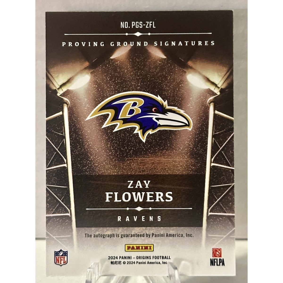 Zay Flowers 2024 Origins #PGS-ZFL Proving Ground Signatures Auto /99 Ravens