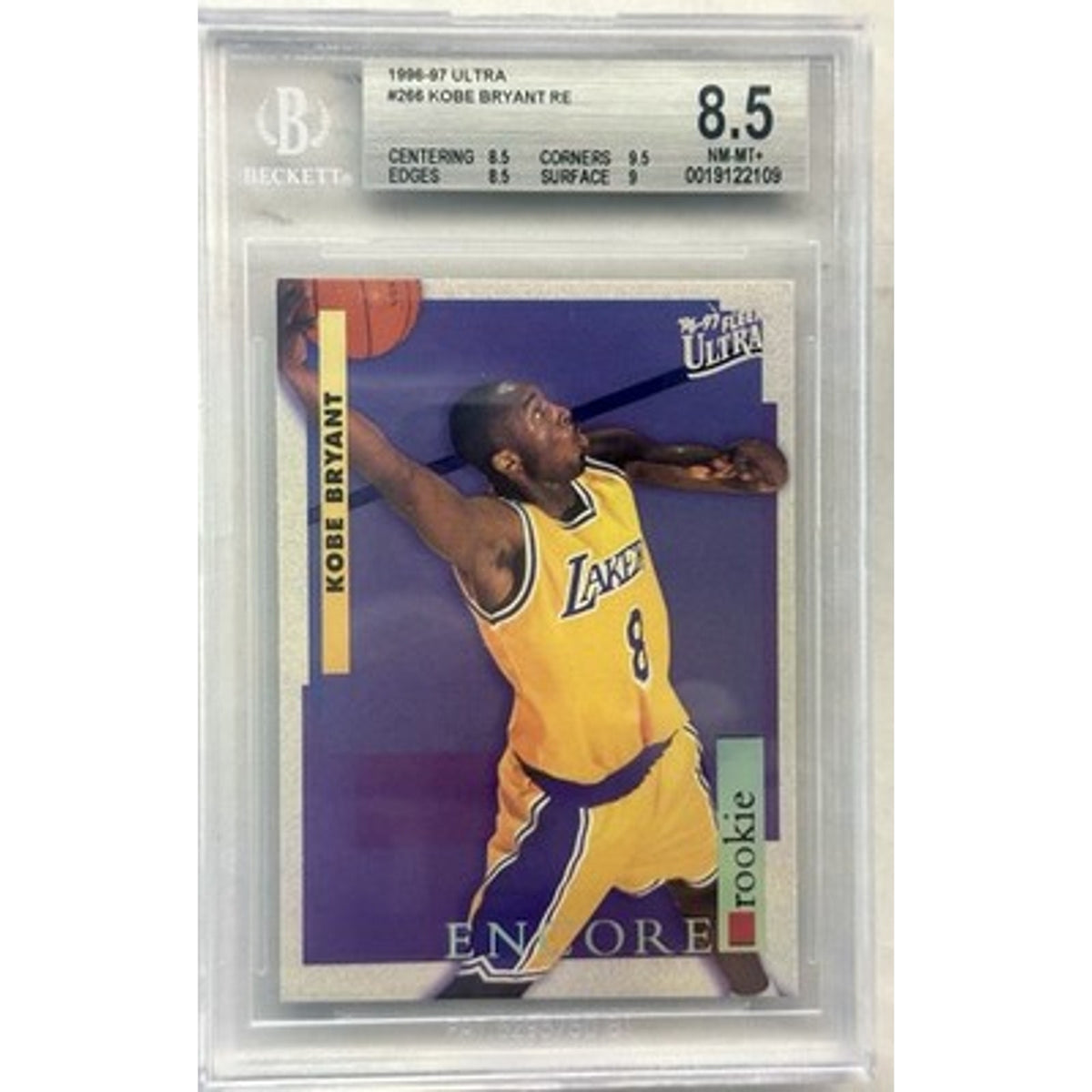 1996-97 Fleer Ultra Encore Kobe Bryant Rookie RC #266 Lakers HOF BGS 8.5 NM-MT+