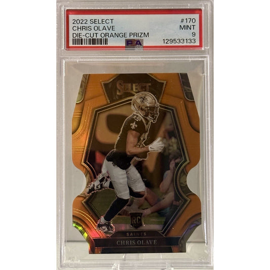 2022 Select Chris Olave Rookie Die Cut Orange Prizm /199 PSA 9 Saints RC Pop 8