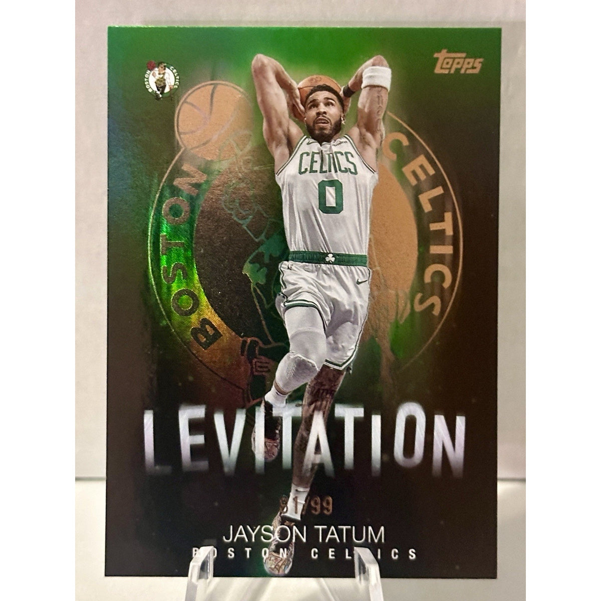 2025-26 TOPPS JAYSON TATUM LEVITATION GREEN FOIL /99 SP COLOR MATCH