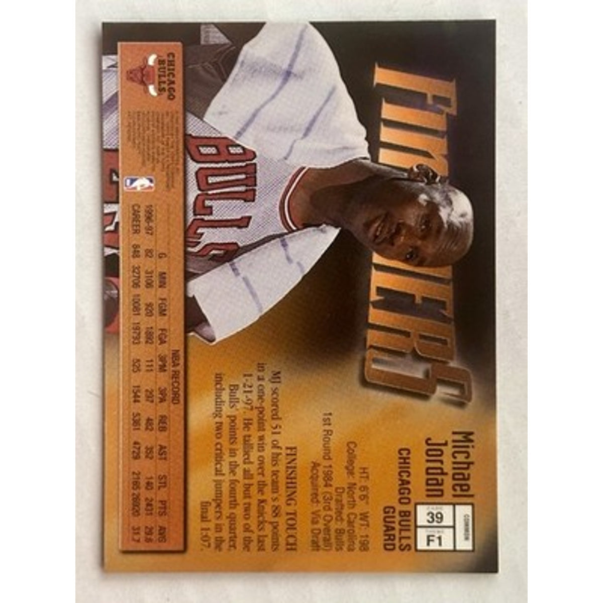 Topps Finest 1997-98 Finishers Bronze Michael Jordan #39 with coating