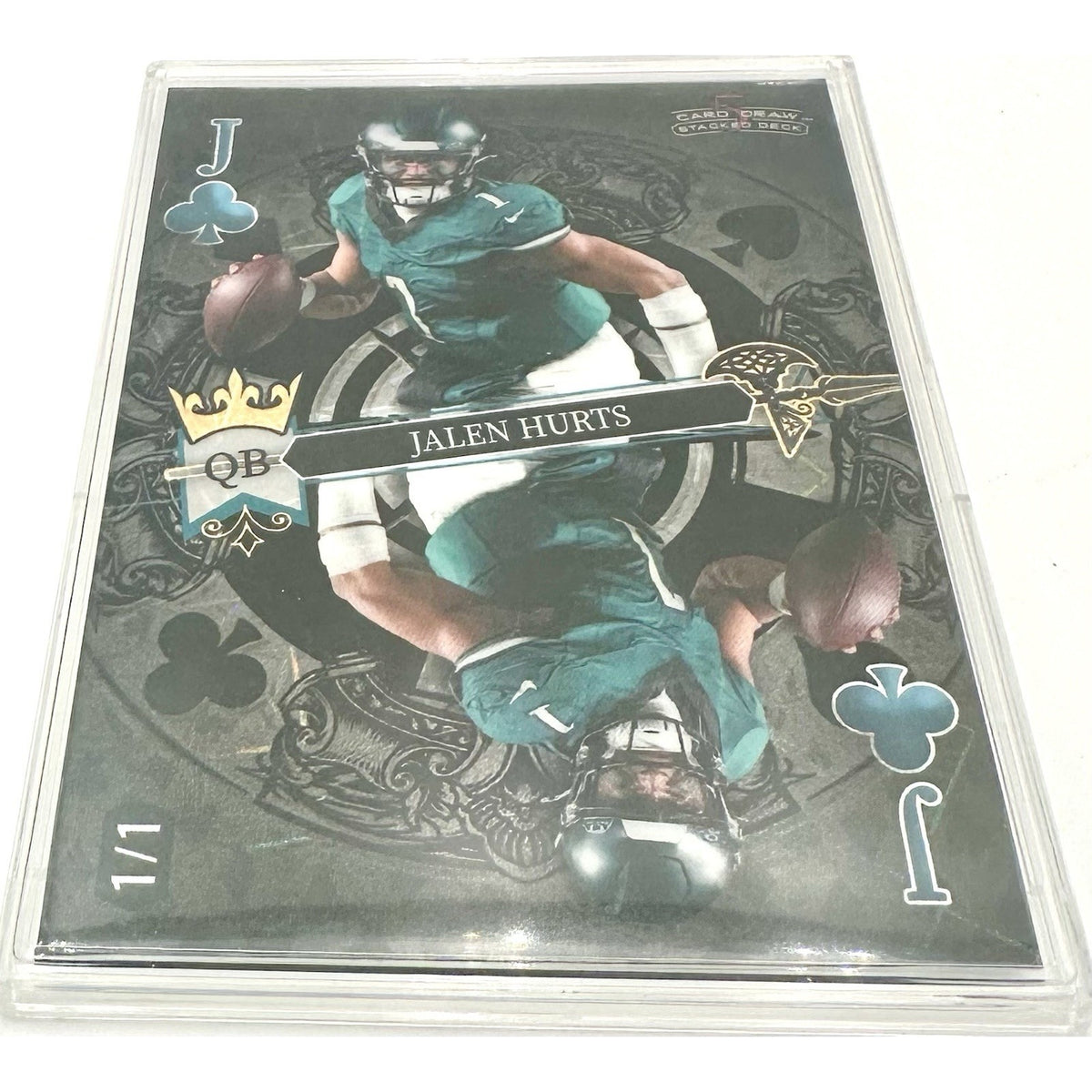 Jalen Hurts 2024 Wild Card 5 Card Draw Stacked Deck Black Mirror  1/1