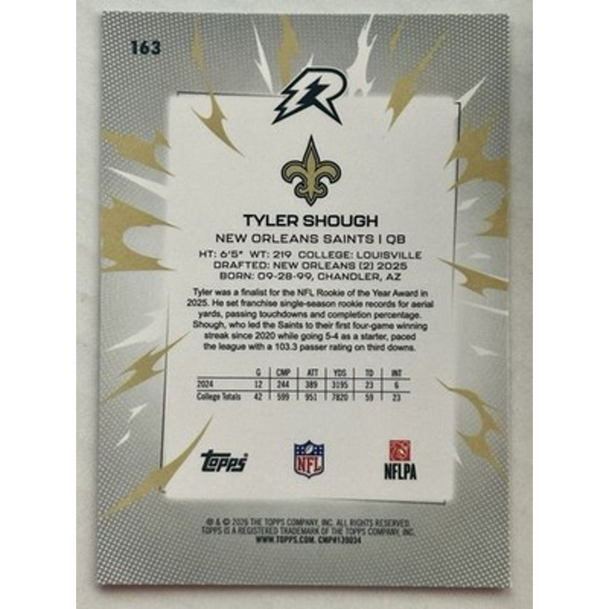 2026 Topps Resurgence Tyler Shough Bronze Surge Rookie /375 SAINTS (RC)