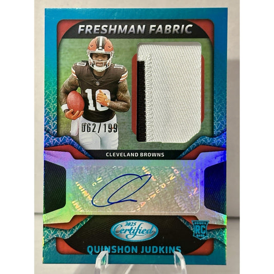 2025 Certified Freshman Fabric Quinshon Judkins Teal Rookie Patch Auto /199 (RC)