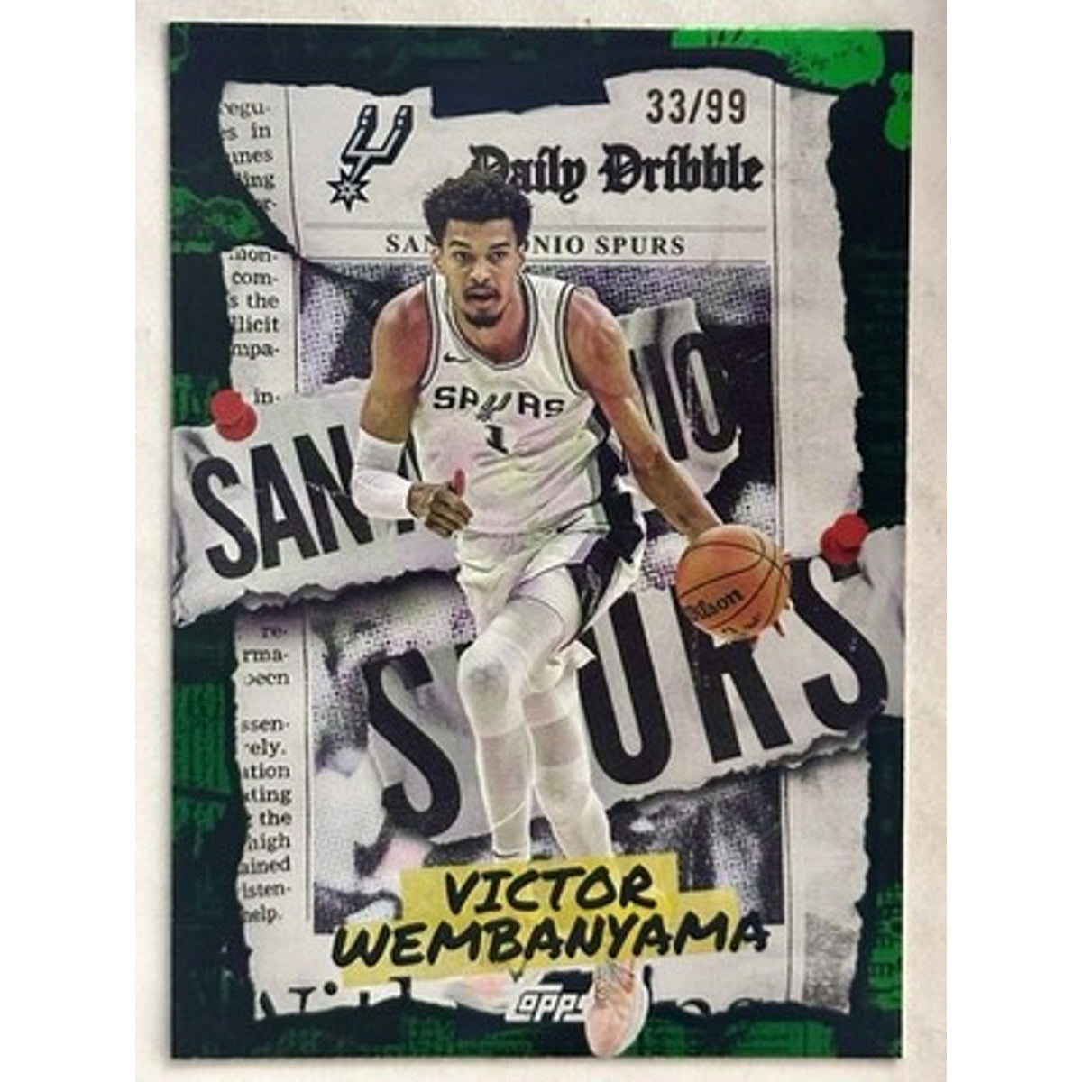 2025-26 Topps The Daily Dribble Victor Wembanyama #DD-11 Green Rainbow Foil /99