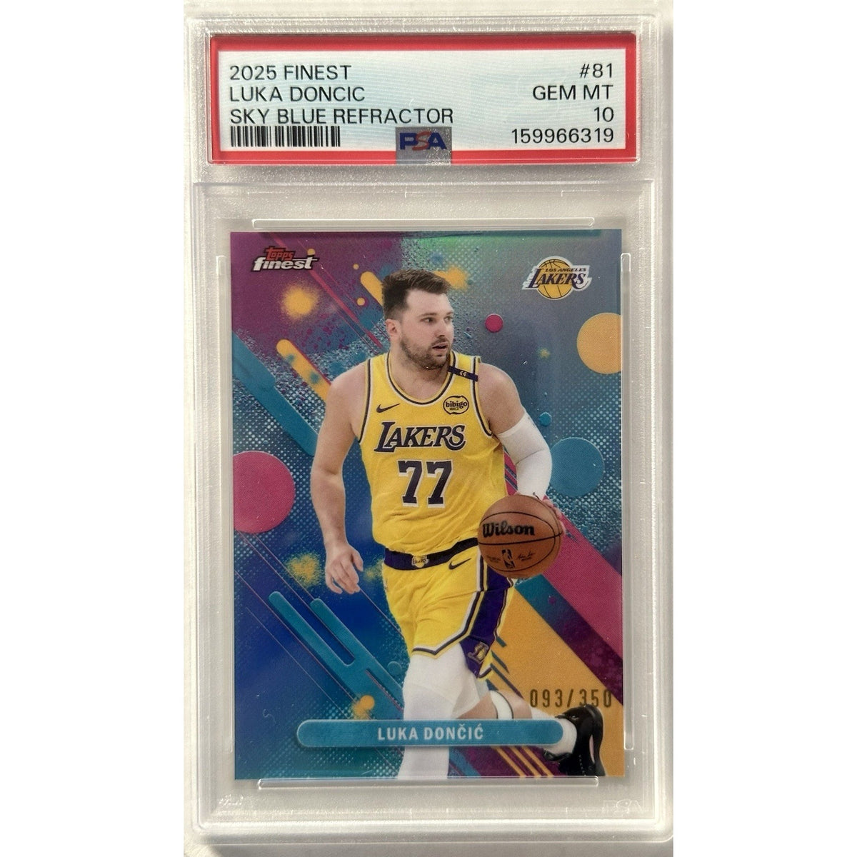 2025-26 Finest #81 Luka Doncic Sky Blue Refractor /350 PSA 10 Gem Mint (SB)