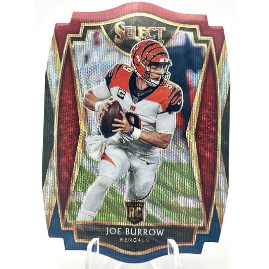 2020 Panini Select JOE BURROW Premier Level TRI COLOR PRIZM DIE-CUT RC RARE SP