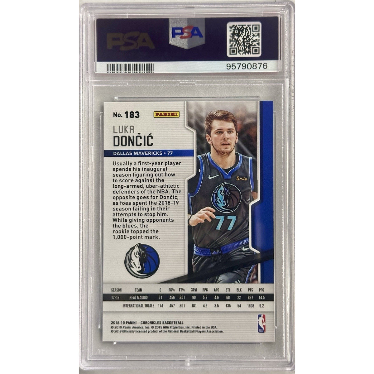 2018 Panini Chronicles Luka Doncic #183 Playoff RC Rookie PSA 9 MINT