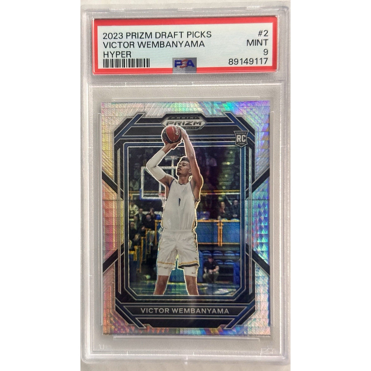 2023 PANINI PRIZM DRAFT PICKS VICTOR WEMBANYAMA RC HYPER PRIZM PSA 9 MINT (SB)