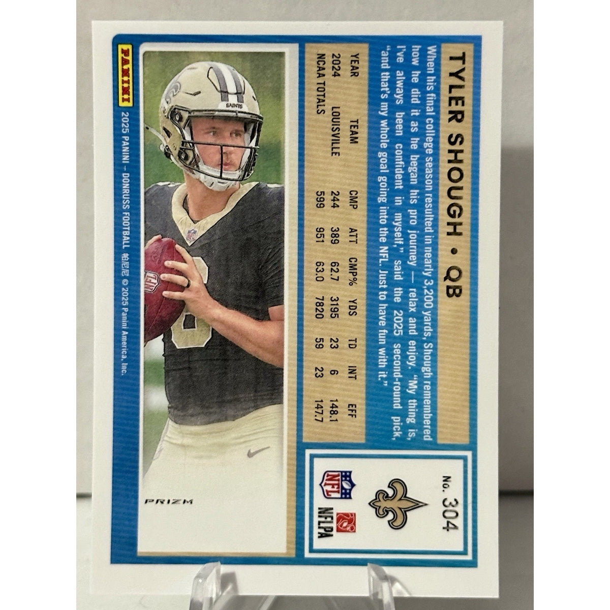 2025 Donruss Optic Preview Tyler Shough Holo RC #304 Saints