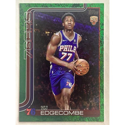 2025-26 Topps VJ Edgecombe Green Sand Glitter Rookie Card /99 Philadelphia 76ers