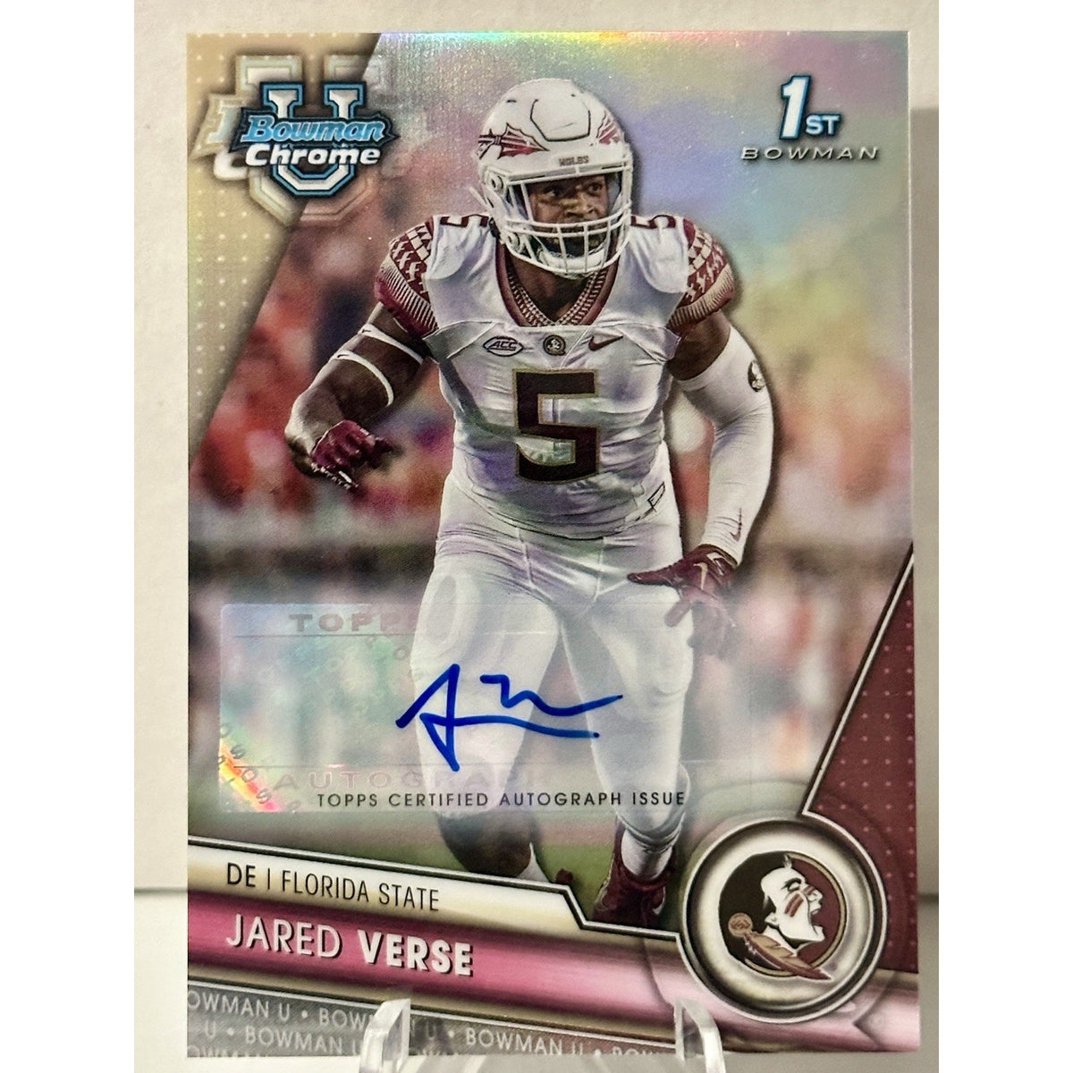 2023 Bowman Chrome U JARED VERSE 1st Bowman /499 Auto Refractor #60