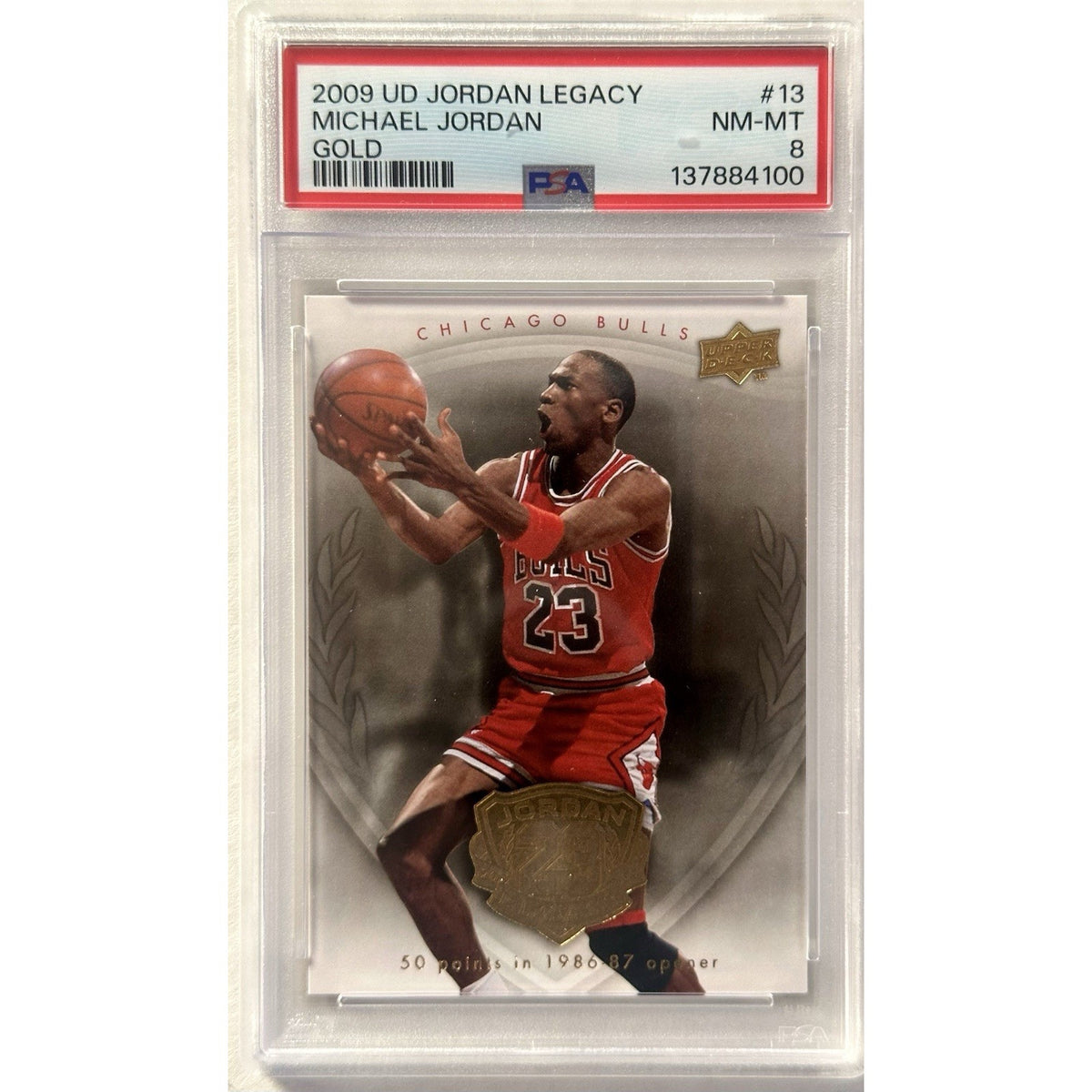 2009 UPPER DECK JORDAN LEGACY GOLD #13 MICHAEL JORDAN PSA 8 (SB)