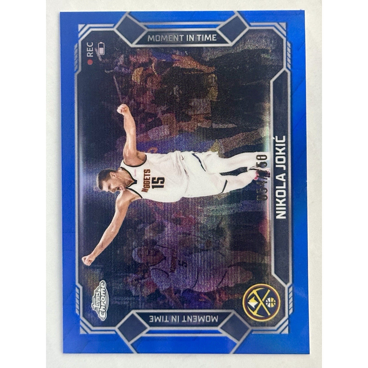 Nikola Jokic Nuggets 2026 Topps Chrome Moment in Time Blue Border MT-9 /150