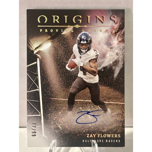 Zay Flowers 2024 Origins #PGS-ZFL Proving Ground Signatures Auto /99 Ravens