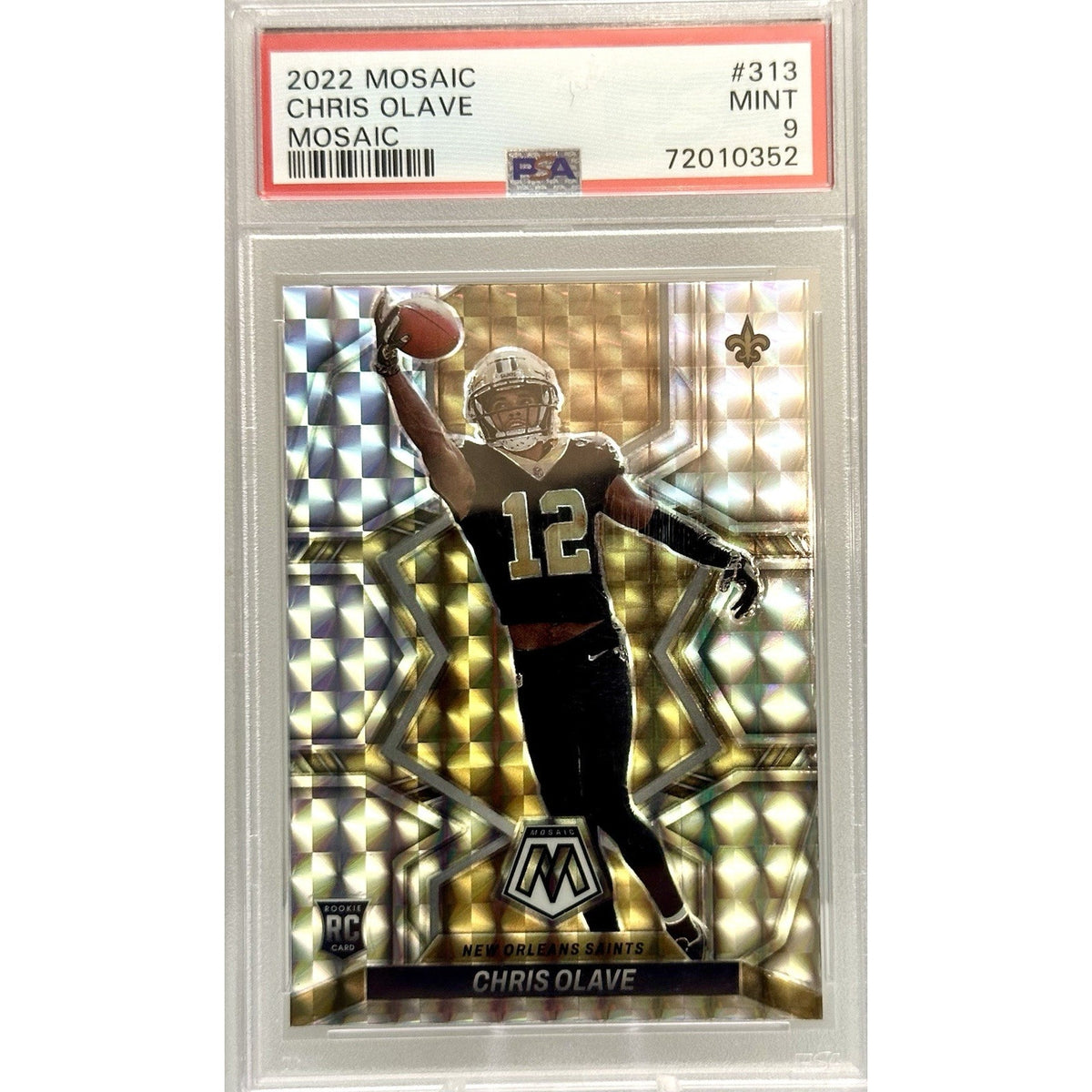 2022 Panini Mosaic #313 Chris Olave Silver Mosaic Prizm RC Saints PSA 9