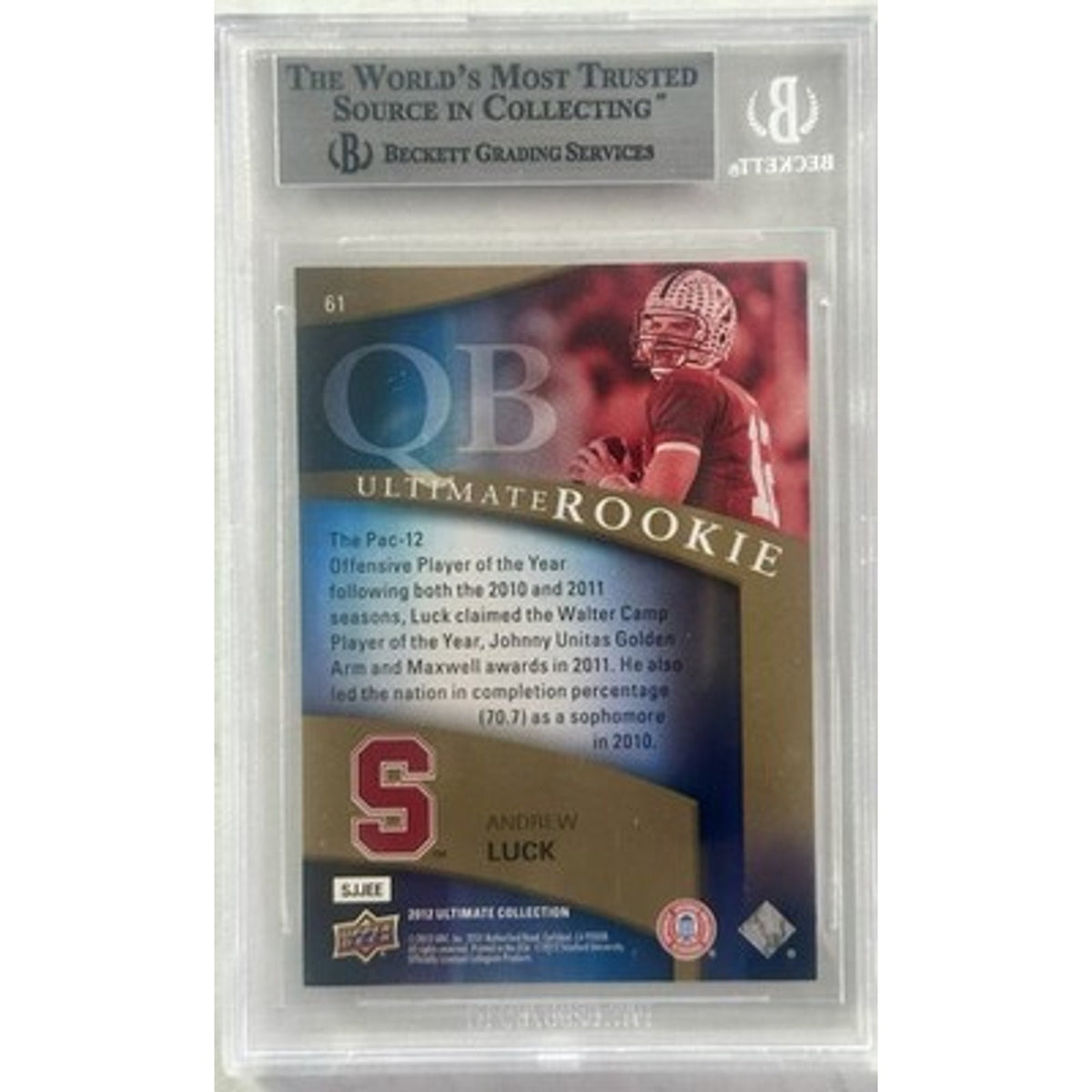 BGS 9 ANDREW LUCK 2012 UPPER DECK ULTIMATE COLLECTION RC /525 *MINT* COLTS
