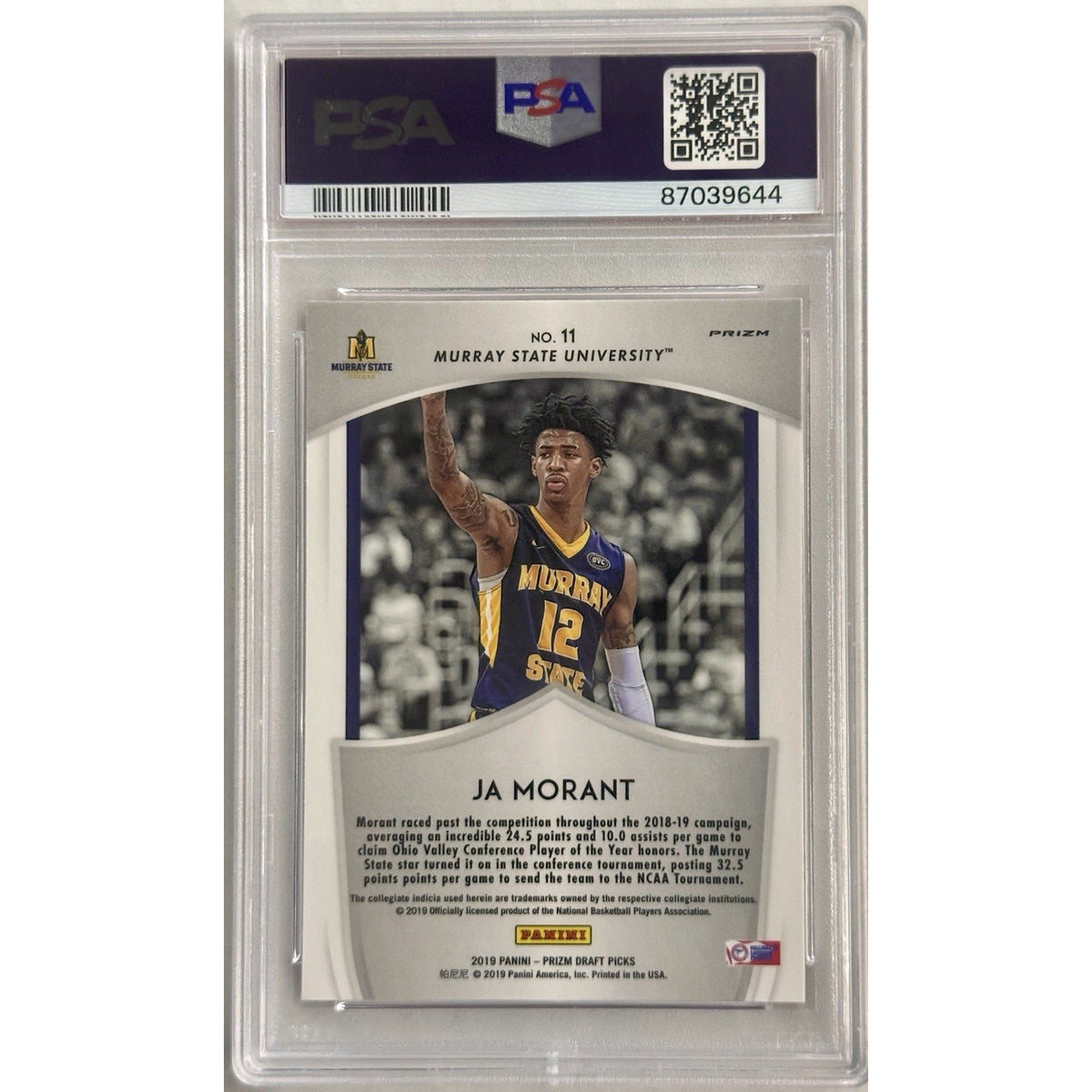 Ja Morant 2019 Panini Prizm Draft Crusade Rookie #11 Pink Pulsar PSA 10