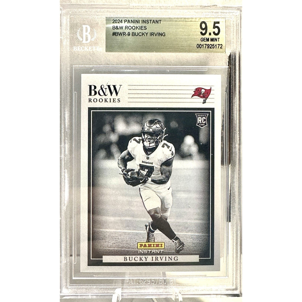 Bucky Irving 2024 Panini Instant B&W Rookies Card #BWR9 BGS 9.5 Gem Mint