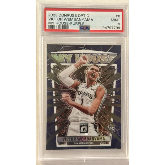 2023-24 Panini Donruss Optic My House Purple Prizm #6 Victor Wembanyama RC PSA 9