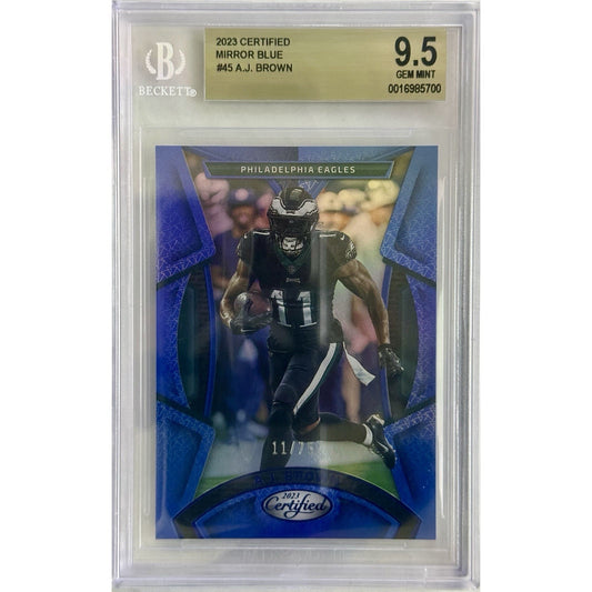 2023 Panini Certified A.J. Brown Blue Mirror # /75 45 Eagles BGS 9.5 Beckett
