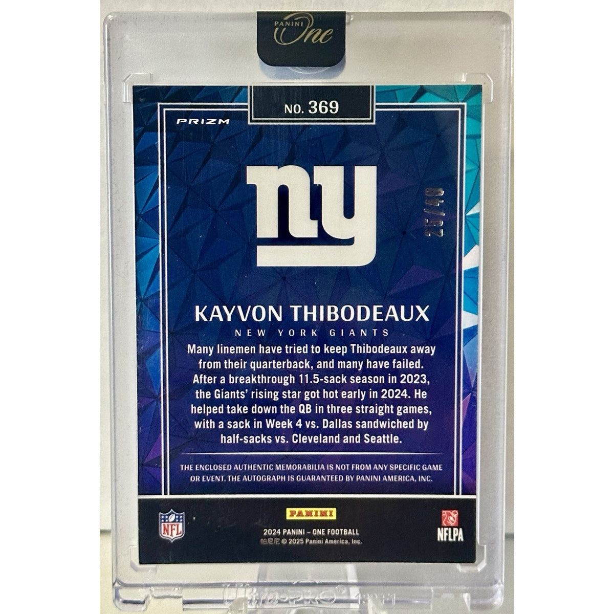 2024 Panini One - Wonderful Ones Auto Kayvon Thibodeaux #369 Green /40