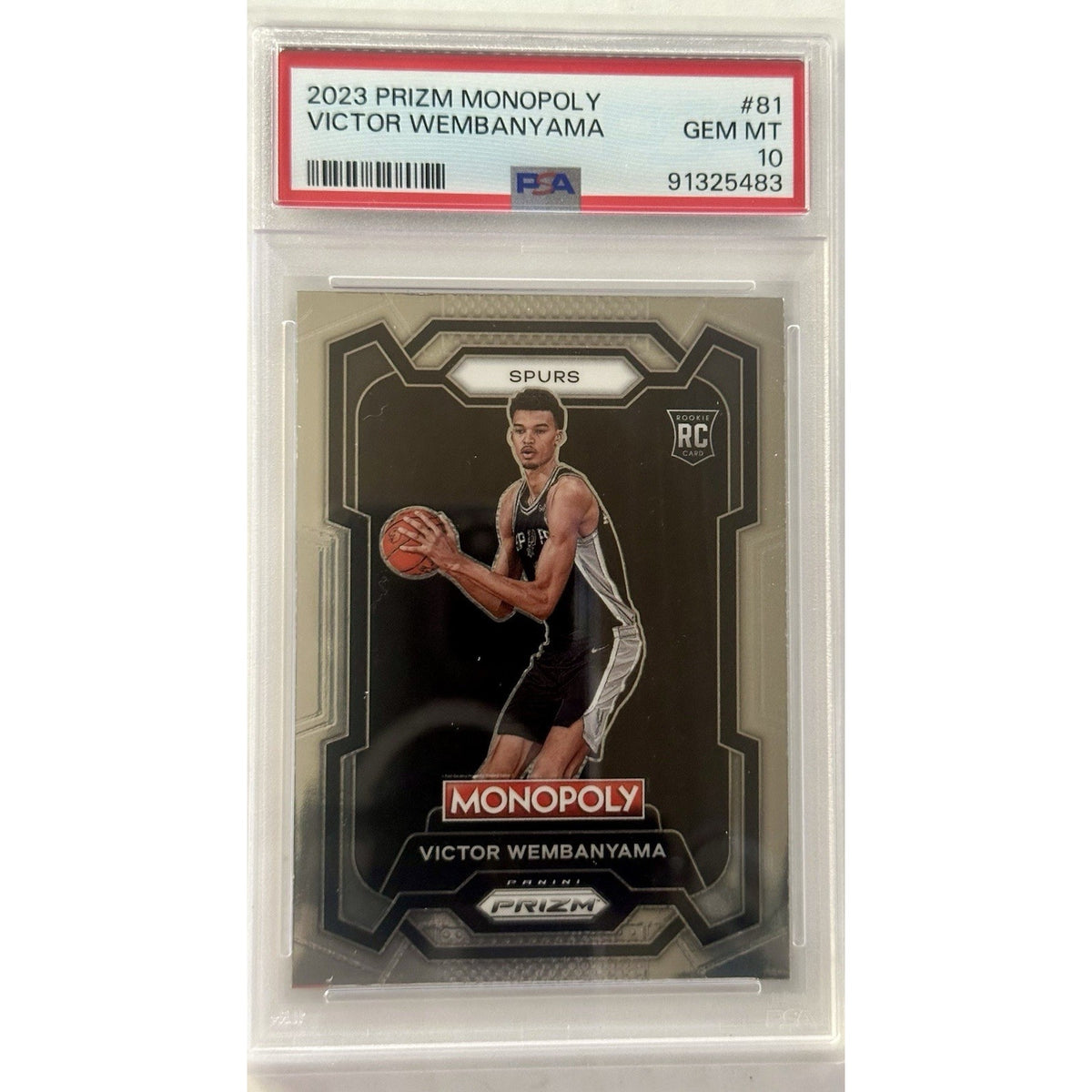 Panini 2023-24 Prizm Monopoly Victor Wembanyama #81 Spurs RC PSA 10