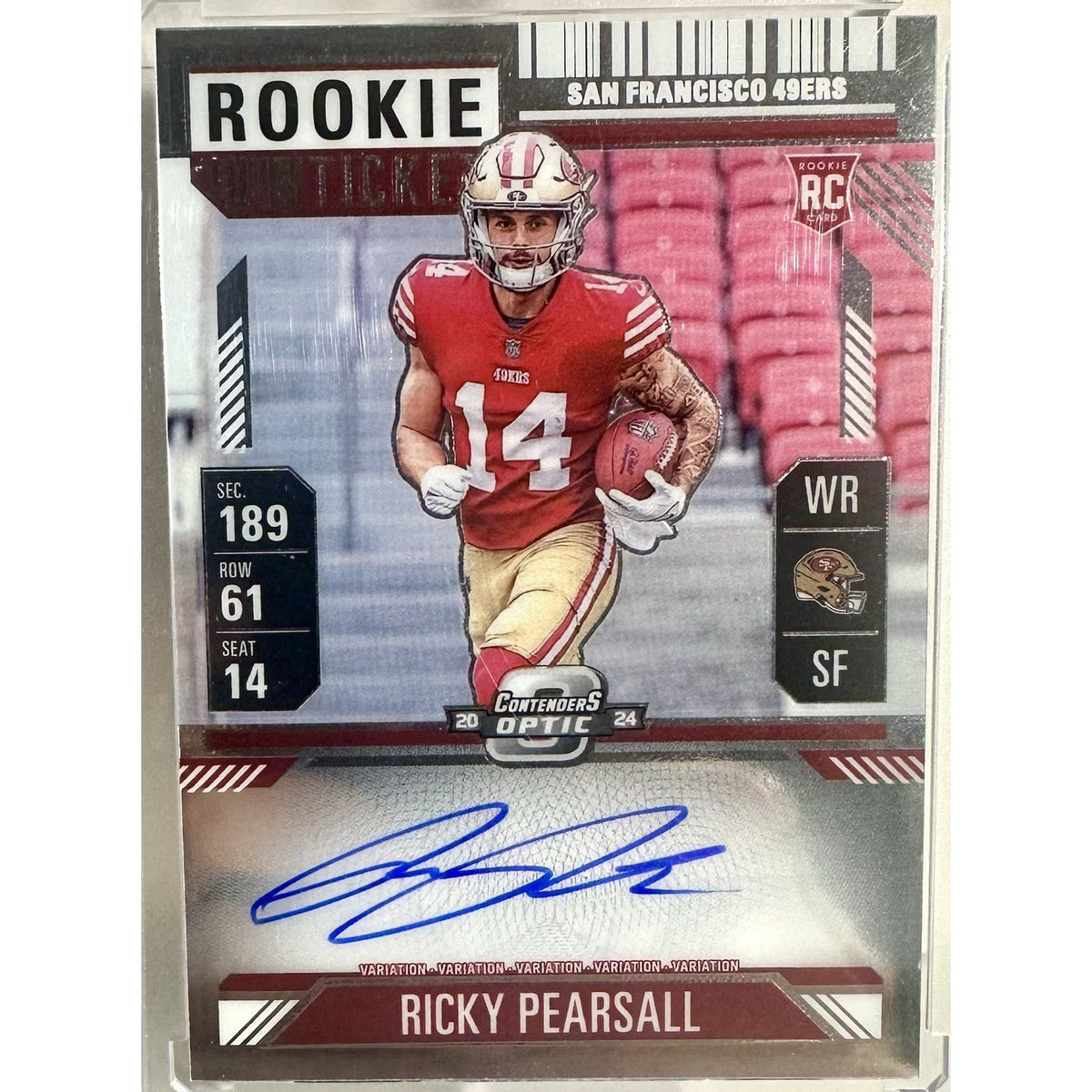 2024 Contenders Ricky Pearsall Rookie Ticket Auto Silver Variation #109 SF 49ers